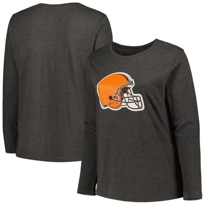 Fanatics Women's Plus Size Charcoal Cleveland Browns Primary Logo Long Sleeve T-shirt