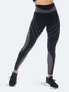 White Mark Plus Size High-waist Reflective Piping Fitness Leggings Pants In Black