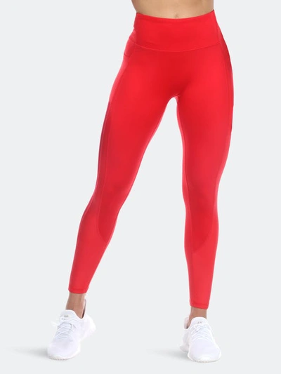 White Mark Plus Size High-waist Mesh Fitness Leggings Pants In Red
