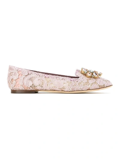 Dolce & Gabbana Vally Taormina Lace Ballerina Shoes In Pink