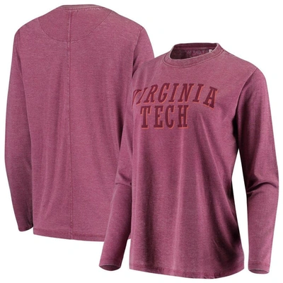 Pressbox Women's Maroon Virginia Tech Hokies Tonal Block Vintage-inspired Wash Long Sleeve T-shirt