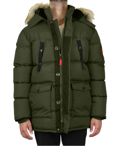 Galaxy By Harvic Men's Heavyweight Parka Jacket With Detachable Hood In Green