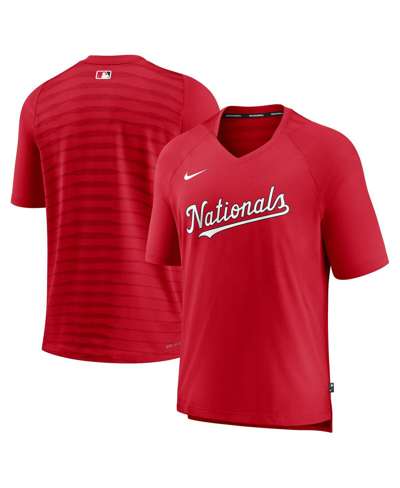 Nike Men's Red Washington Nationals Authentic Collection Pregame Performance V-neck T-shirt