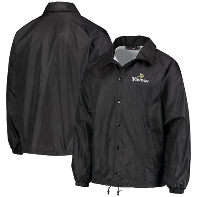 Dunbrooke Men's Black Minnesota Vikings Coaches Classic Raglan Full-snap Windbreaker Jacket