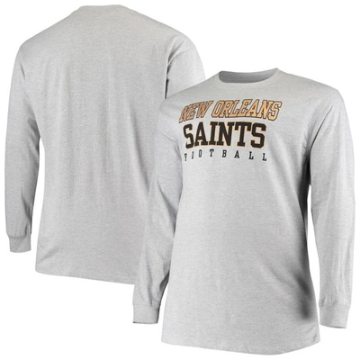 Fanatics Men's Big And Tall Heathered Gray New Orleans Saints Practice Long Sleeve T-shirt In Heather Gray