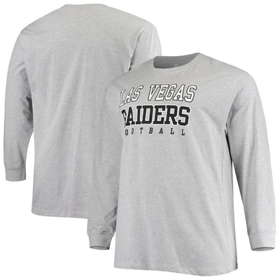 Fanatics Men's Big And Tall Heathered Gray Las Vegas Raiders Practice Long Sleeve T-shirt In Heather Gray