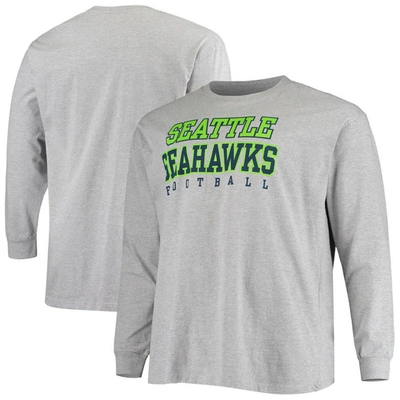 Fanatics Men's Big And Tall Heathered Gray Seattle Seahawks Practice Long Sleeve T-shirt In Heather Gray