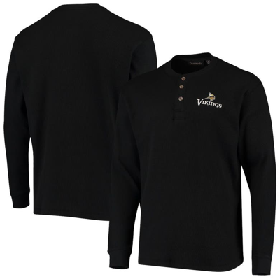 Dunbrooke Men's Black Minnesota Vikings Maverick Thermal Henley Long Sleeve T-shirt
