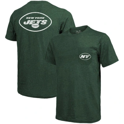 Majestic New York Jets Tri-blend Pocket T-shirt - Heathered Green