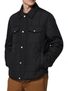Marc New York Archer Men's Quilted Shirt Jacket With Corduroy Trimming In Black