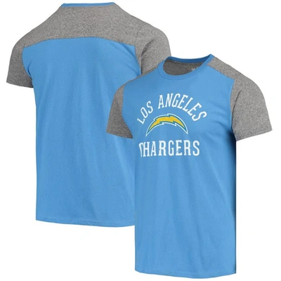 Majestic Men's Powder Blue, Grey Los Angeles Chargers Field Goal Slub T-shirt In Powder Blue,gray