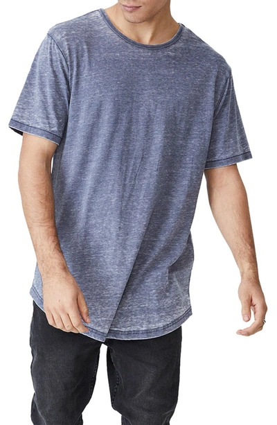 Cotton On Men's Scooped Hem Short Sleeve T-shirt In Late Night Blue Burnout