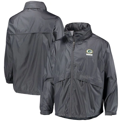 Dunbrooke Men's Graphite Green Bay Packers Sportsman Waterproof Packable Full-zip Jacket In Pewter