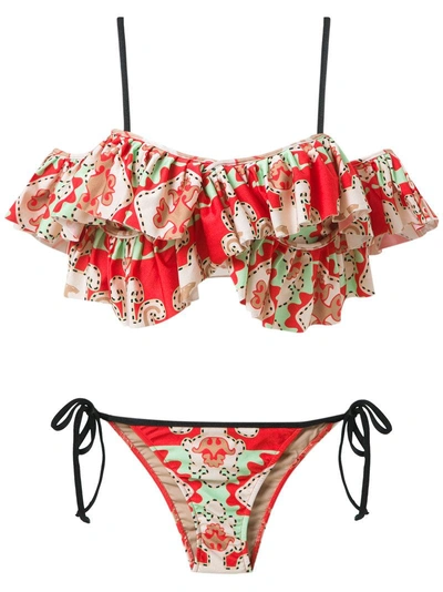 Adriana Degreas Printed Bikini Set In Red