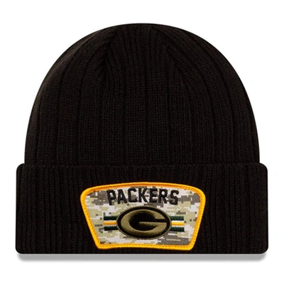 New Era Men's Black Green Bay Packers 2021 Salute To Service Cuffed Knit Hat