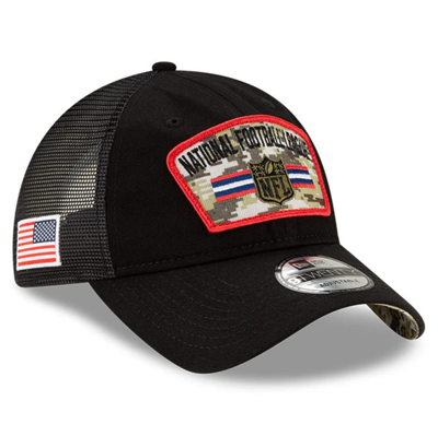 New Era Men's Black Nfl 2021 Salute To Service Trucker 9twenty Adjustable Hat