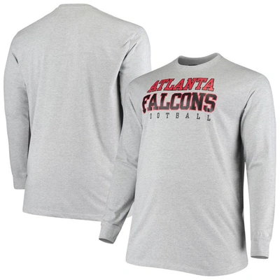 Fanatics Men's Big And Tall Heathered Gray Atlanta Falcons Practice Long Sleeve T-shirt In Heather Gray