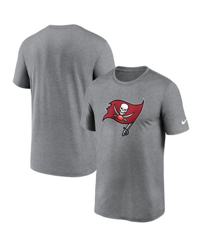 Nike Men's Heathered Pewter Tampa Bay Buccaneers Logo Essential Legend Performance T-shirt In Heather Charcoal