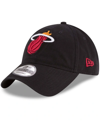 New Era Men's Black Miami Heat Official Team Color 9twenty Adjustable Hat In Black/black