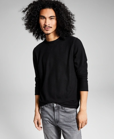 And Now This Mens Crewneck Knit Thermal Shirt In Black