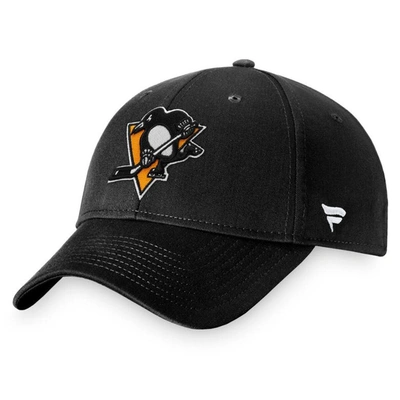 Fanatics Men's Black Pittsburgh Penguins Core Primary Logo Adjustable Hat