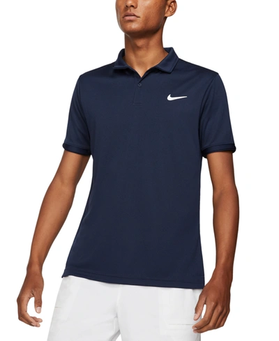Nike Court Dri-fit Victory Polo Shirt In Obsidian/white
