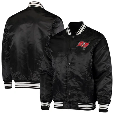 Starter Men's Black Tampa Bay Buccaneers Locker Room Satin Varsity Full-snap Jacket