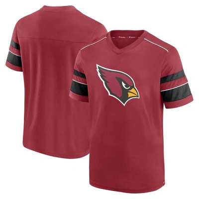 Fanatics Men's Cardinal Arizona Cardinals Textured Hashmark V-neck T-shirt