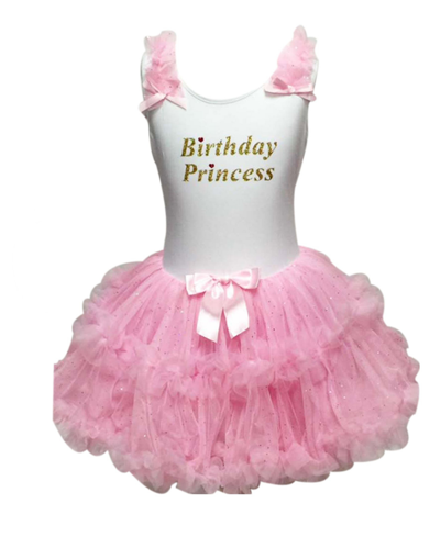 Popatu Little Girls Sparkle Like Unicorn Glitter Print Ruffle Dress With Tutu Skirt In White