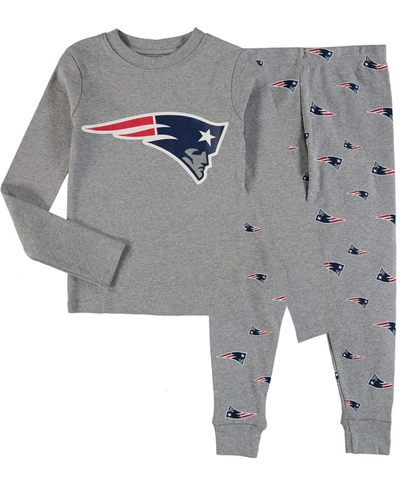 Outerstuff Preschool Boys And Girls Heathered Gray New England Patriots Long Sleeve T-shirt Pants Sleep Set, 2