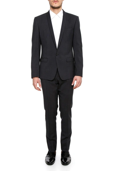 Dolce & Gabbana Two-piece Suit In Pois Bianco Fdo Nerobianco