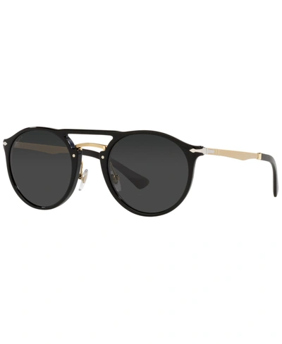 Persol Unisex Polarized Sunglasses, Po3264s 50 In Black Gold-tone