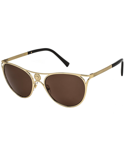 Versace Dark Brown Butterfly Ladies Sunglasses Ve2237 125273 57 In Gold