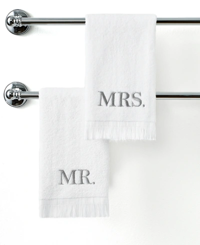 Avanti Mr. & Mrs. Embroidered Cotton Fingertip Towel, 11" X 18"