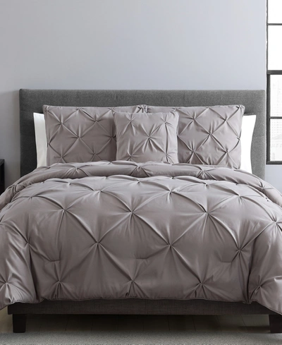 Vcny Home Carmen Pintuck 4 Piece Comforter Set, King Bedding In Gray