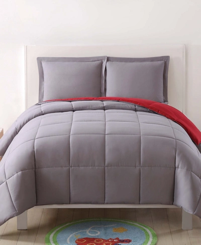 My World Reversible 3 Pc Full/queen Comforter Set Bedding In Grey And Red