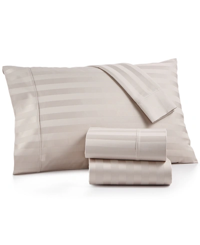 Aq Textiles Bergen House Stripe 100% Certified Egyptian Cotton 1000 Thread Count 4 Pc. Sheet Set, Queen Bedding In Light Grey