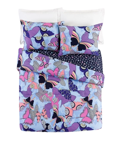 Vera Bradley Giant Atlas Butterflies 3 Piece Comforter Set, Full/queen Bedding In Blue