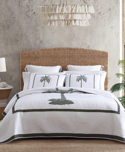 Tommy Bahama Home Palm Island Quilt, Full/queen Bedding In Open Gray