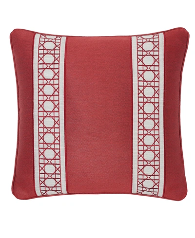 Rose Tree Savoy Solid Textured Embroidered Decorative Pillow, 20" X 20" Bedding In Red