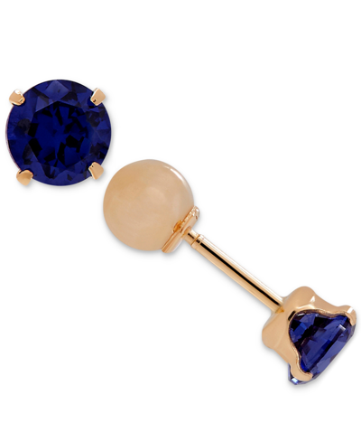 Macy's Kids' Children's Cubic Zirconia September Birthday Reversible Earrings In 14k Gold