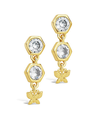 Sterling Forever Women's Cubic Zirconia Honeycomb And Butterfly Dangle Earrings In K Gold Plated