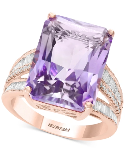 Effy Collection Effy Pink Amethyst (15-1/2 Ct. T.w.) & Diamond (3/8 Ct. T.w.) In 14k Yellow Gold (also Available In