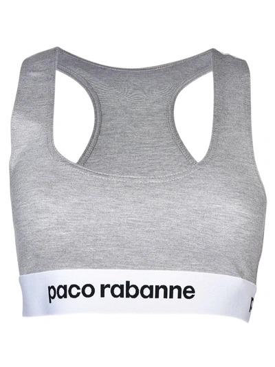 Rabanne Logo Bra In Grey