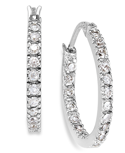 Giani Bernini Small Sterling Silver Earrings, Cubic Zirconia Hoop Earrings, 0.6", (3/4 Ct. T.w.) In Rose Gold Over Silver