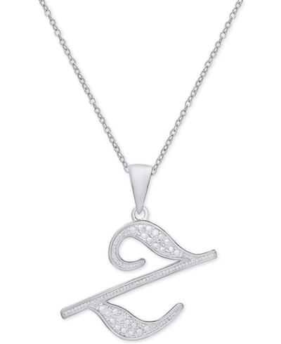 Macy's Diamond Accent Script 18" Initial Pendant Necklace In Silver Plate, Gold Plate & Rose Gold Plate In Z,silver