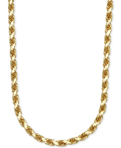 Italian Gold Rope Chain 22" Necklace 3.5mm In 14k Gold In Yellow Gold