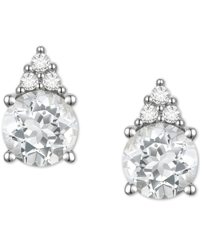 Macy's Gemstone & Diamond Accent Stud Earrings In White Topaz,white Gold