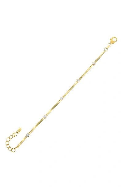 Adinas Jewels 14k Gold Over Sterling Silver Cubic Zirconia Bezel Cuban Chain Bracelet