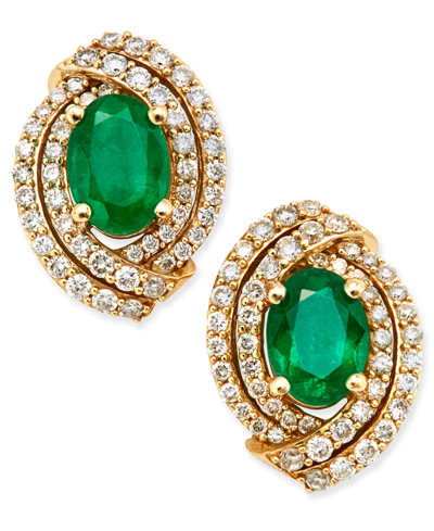 Macy's Ruby (1-1/2 Ct. T.w.) And Diamond (5/8 Ct. T.w.) Stud Earrings In 14k Gold (also Available In Emeral In Emerald